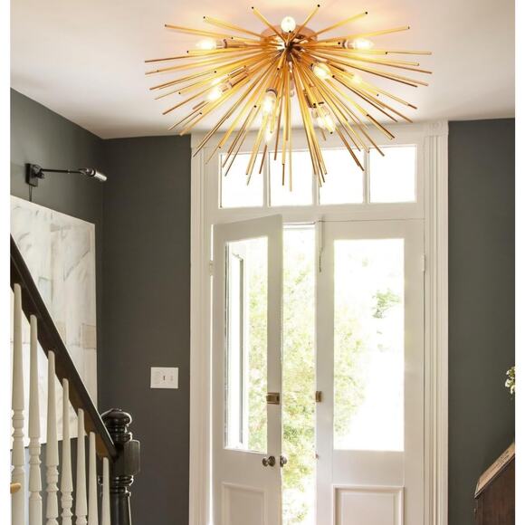 Gold Sputnik 12-Light Firework Ceiling Light Fixture - Picture 6 of 10
